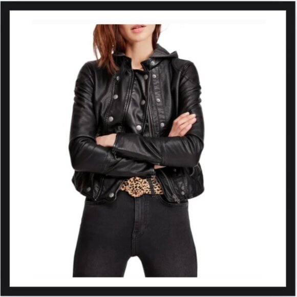 Free People New Dawn Vegan Leather Moto Jacket - Picture 2 of 4